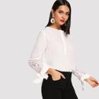 Shein Button Up Contrast Lace Shirt