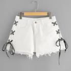 Shein Lace Up Detail Denim Shorts