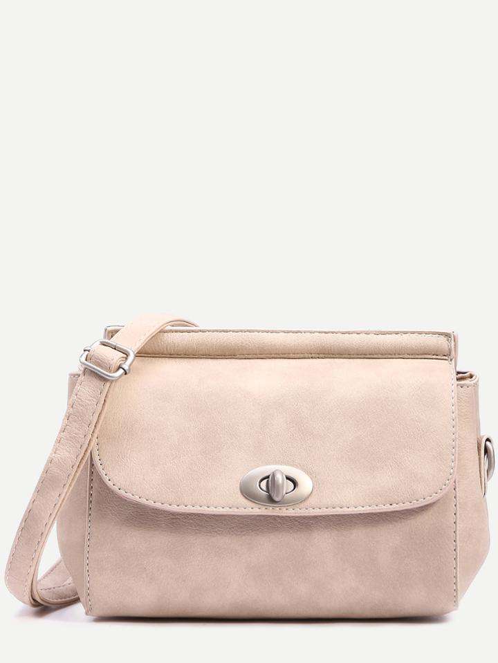 Shein Beige Turnlock Closure Structured Flap Bag