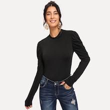 Shein Mock Neck Gathered Sleeve Top