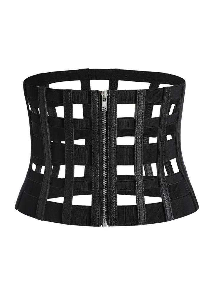 Shein Black Cutout Zipper Corset Belt