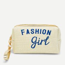 Shein Letter Print Zipper Makeup Bag