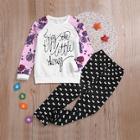 Shein Toddler Girls Letter & Floral Print Top With Pants