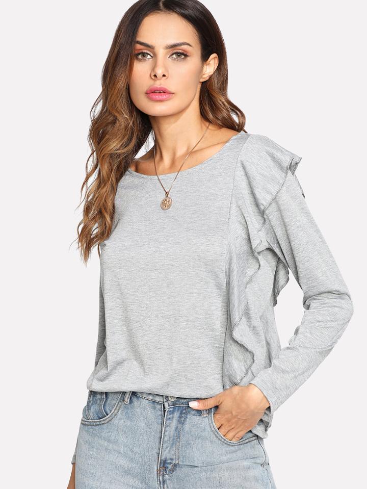 Shein Flounce Contrast Tee