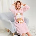 Shein Monkey Embroidered Plush Hooded Dress