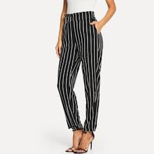 Shein Frill Trim Striped Pants
