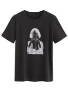 Shein Girl Holding Cat Print T-shirt
