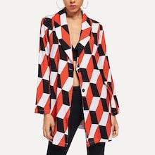Shein Single Breasted Geometric Print Blazer