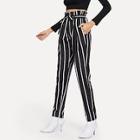 Shein Waist Belted Striped Pants