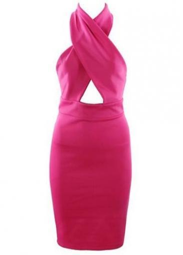 Rosewe Fascinating Hollow Design Open Back Knee Length Dress