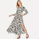 Shein Leopard Print High Split Dress
