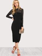 Shein Mesh Shoulder Form Fitting Dress