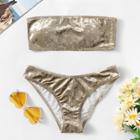 Shein Velvet Bandeau Bikini Set