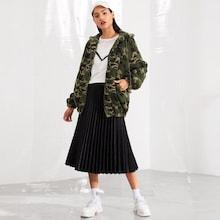Shein Camo Teddy Hooded Teddy Jacket