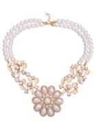 Shein Crystal Pearl Flower Necklace