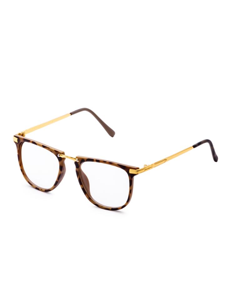 Shein Leopard Frame Clear Lens Sunglasses