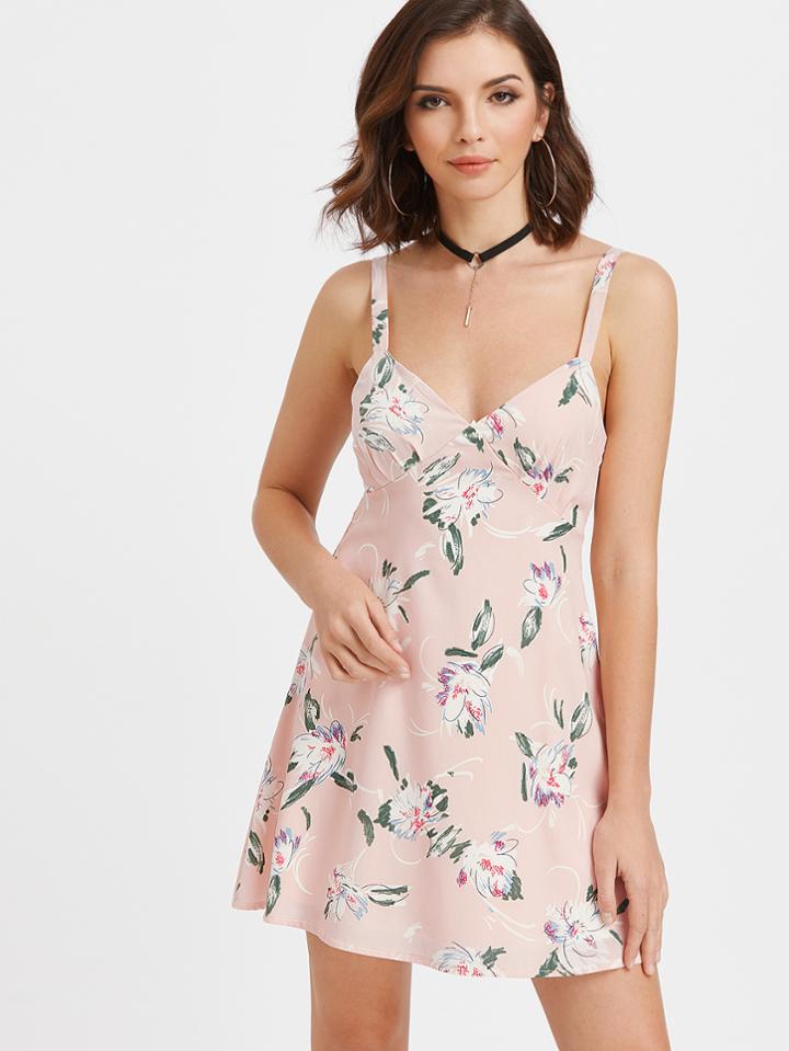 Shein Calico Print Tie Back Cami Dress