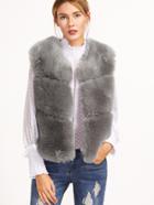 Shein Grey Open Front Faux Fur Vest