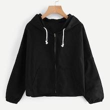 Shein Plus Question Mark Print Hooded Jacket