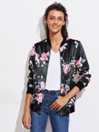Shein Floral Velvet Bomber Jacket