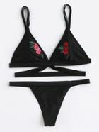 Shein Sequin Detail Triangle Bikini Set