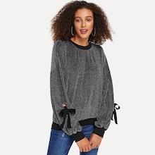 Shein Knot Detail Sparkle Sweatshirt