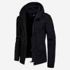 Shein Men Drawstring Solid Hooded Coat
