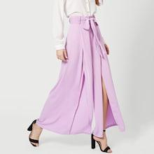 Shein Solid Self Belted Wide Leg Pants