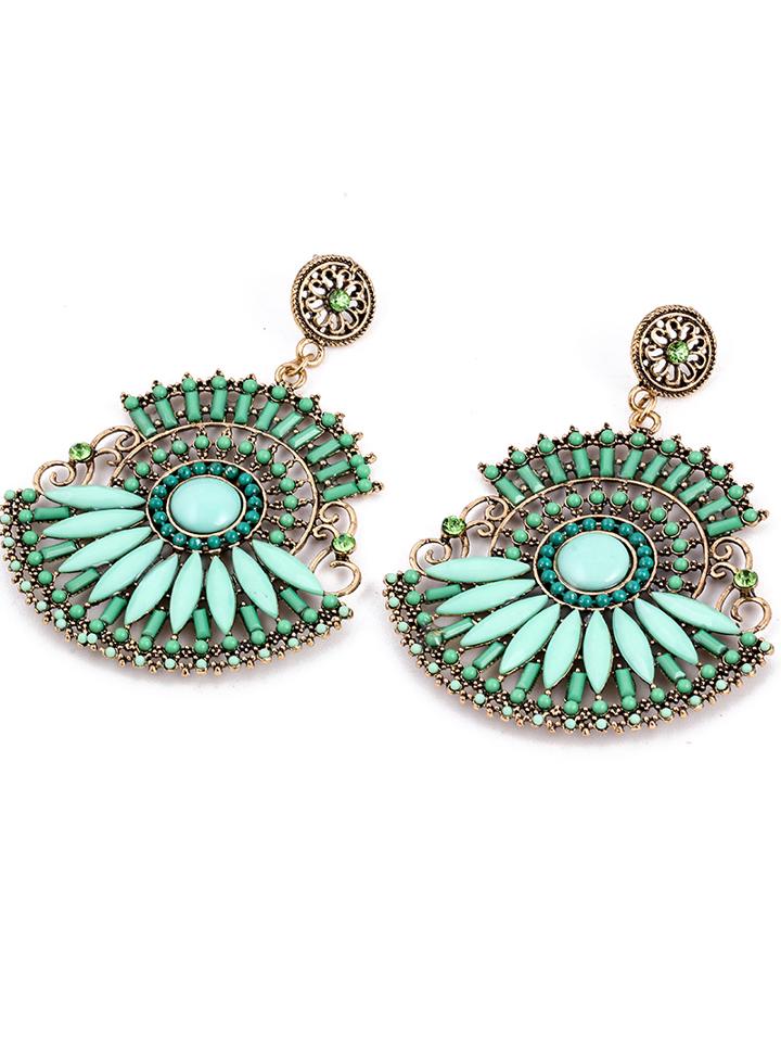 Shein Green Beaded Boho Earrings