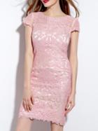 Shein Pink Disc Flowers Sheath Dress