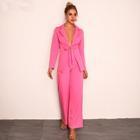 Shein Knot Front Fitted Blazer And Wide Leg Pants Set