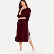 Shein Letter Print Tape Side Split Sweatshirt Dress