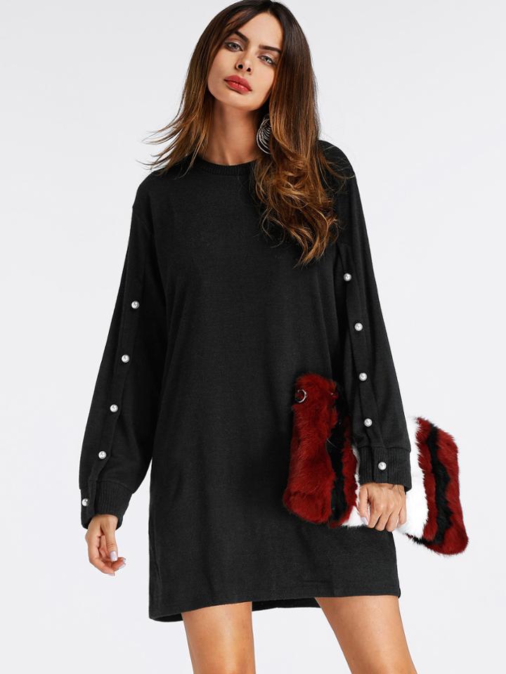 Shein Faux Pearl Batwing Sleeve Dress