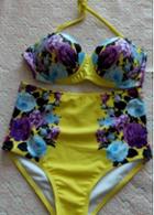 Rosewe Floral Print Halter Design Summer Bikini
