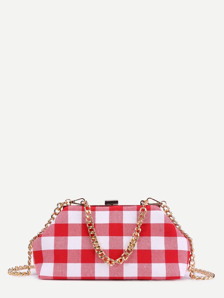Shein Gingham Print Canvas Chain Bag