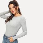 Shein Slim Fitted Ribbed Knit Tee