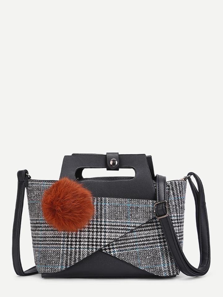 Shein Gingham Print Pu Crossbody Bag With Inner Pouch