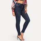Shein Solid Embroidered Jeans