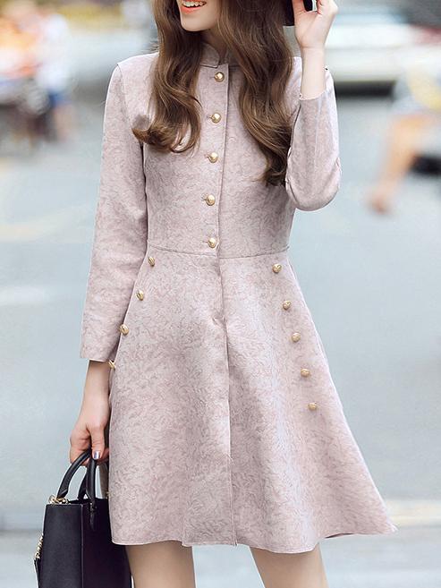 Shein Pink Collar Pockets A-line Dress