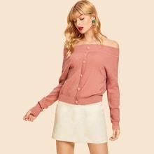 Shein Button Up Front Bardot Sweater