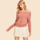 Shein Button Up Front Bardot Sweater