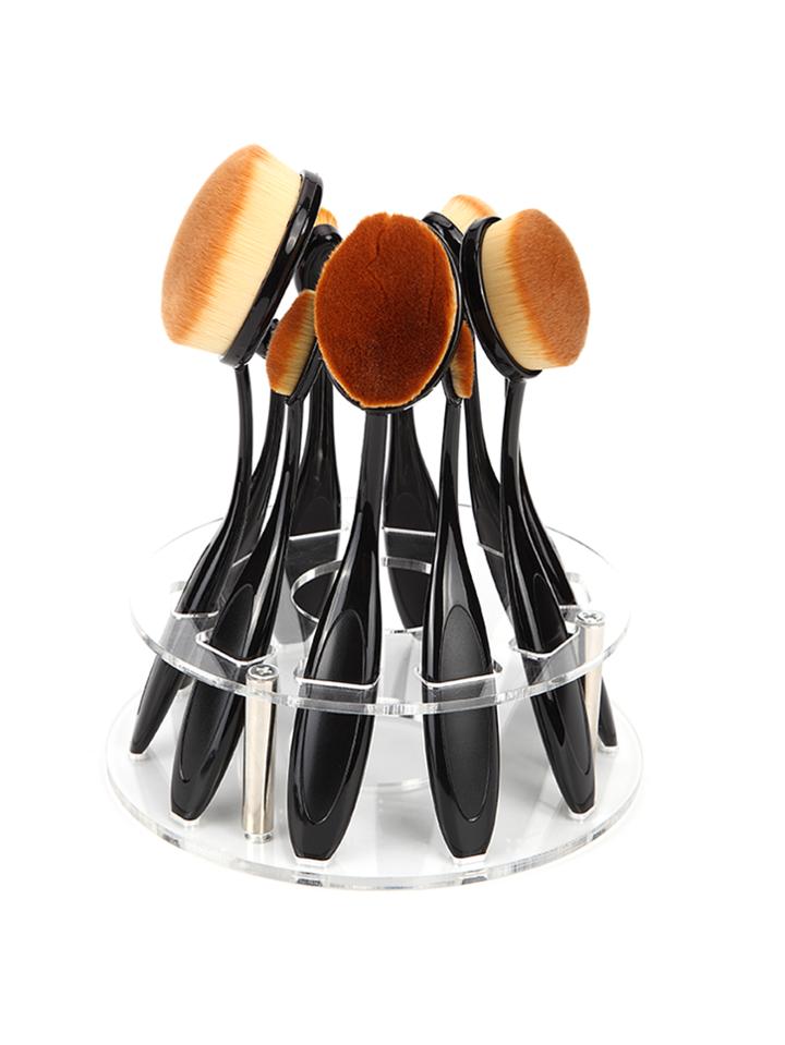 Shein Transparent Round Structure Cosmetics Shelf Of 10holes