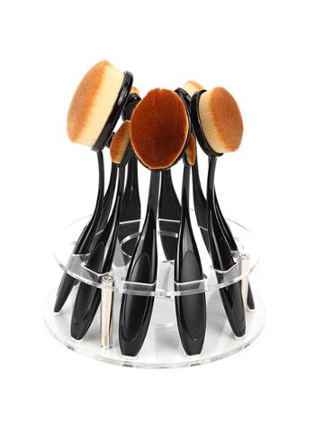 Shein Transparent Round Structure Cosmetics Shelf Of 10holes