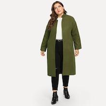 Shein Plus Stand Neck Tweed Coat