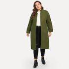 Shein Plus Stand Neck Tweed Coat