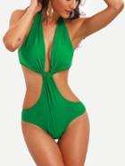 Shein Halter Knotted Front Cutout Monokini