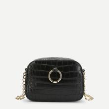 Shein Ring Detail Crocodile Pattern Crossbody Bag