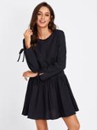 Shein Tie Cuff Drop Waist Dress