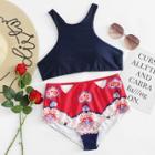 Shein Lace Up Back High Waist Bikini Set