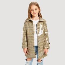 Shein Girls Button Front Collar Neck Plaid Jacket